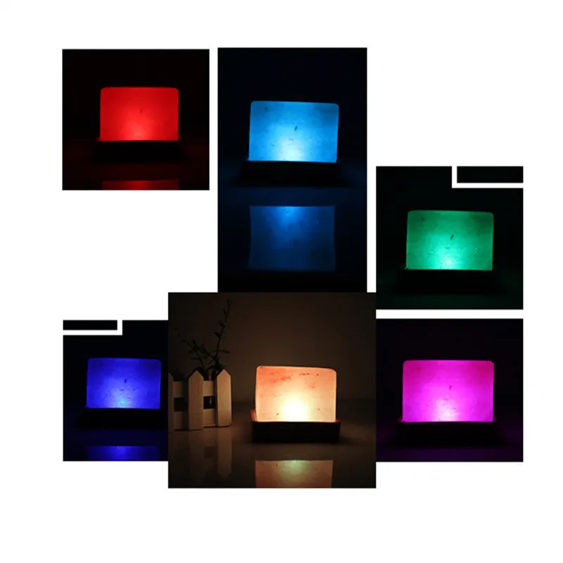 USB salt light night light with natural salt block shade, compact 10x8cm size, warm white glow on a desk