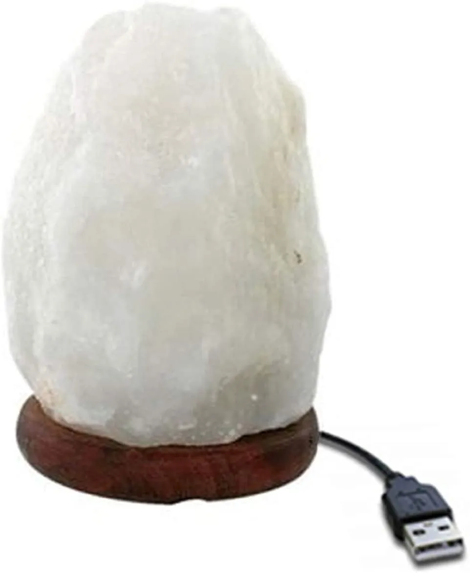 Natural crystal salt USB night lamp with colour-changing and warm white LED modes, pink and white options