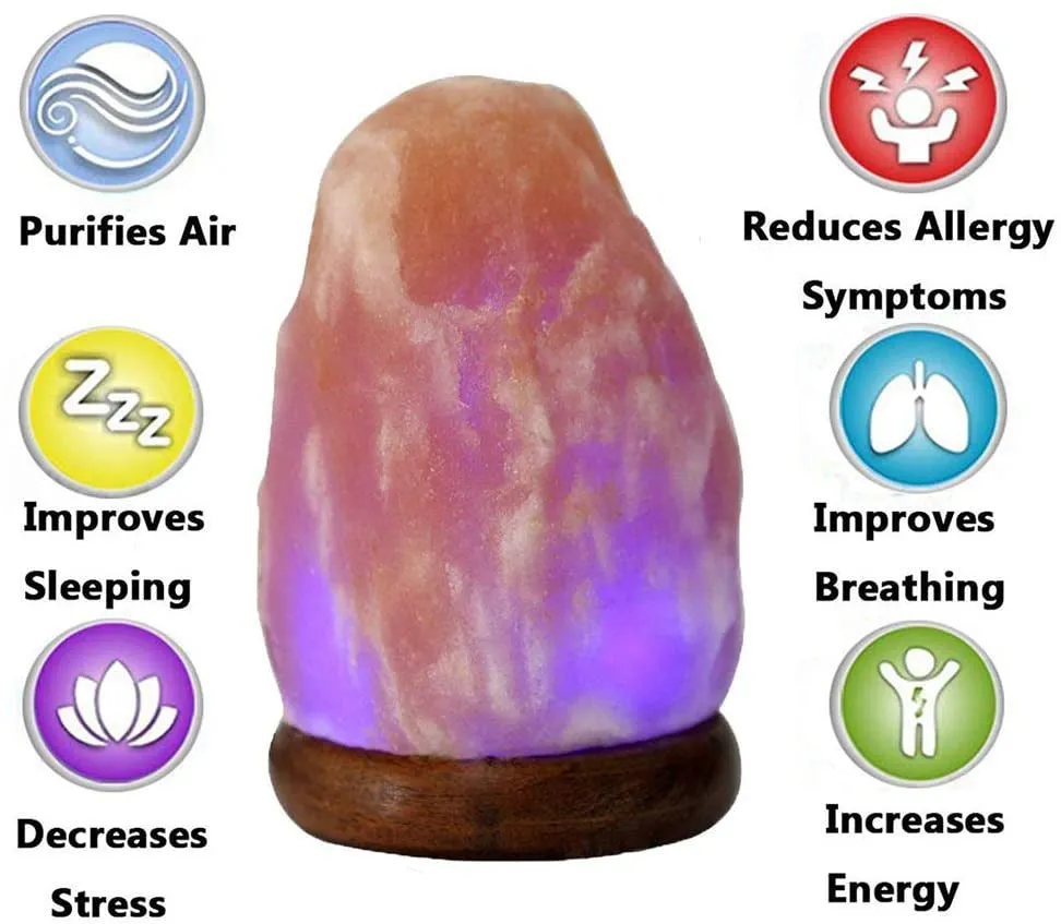 Natural crystal salt USB night lamp with colour-changing and warm white LED modes, pink and white options