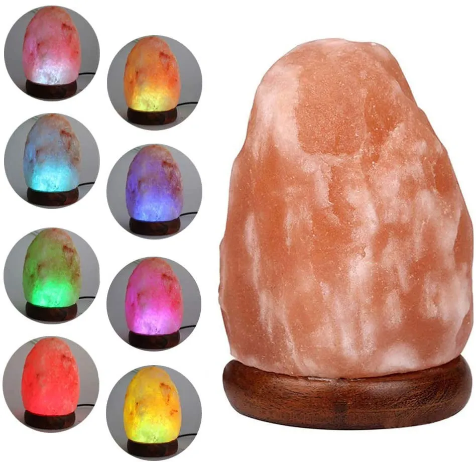 Natural crystal salt USB night lamp with colour-changing and warm white LED modes, pink and white options