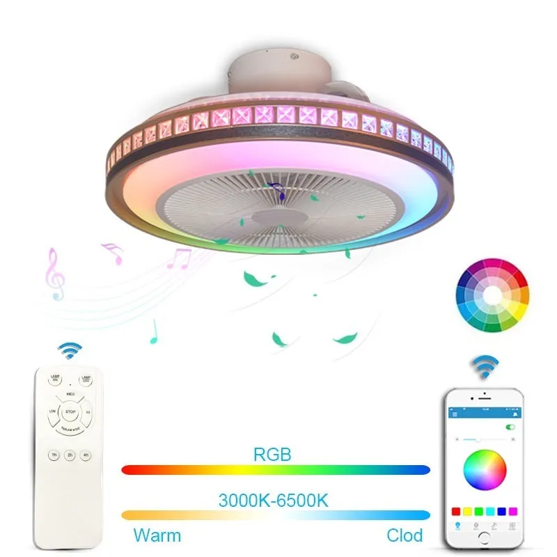 Ceiling fan lamp with LED light and PC fan blades 50CM diameter
