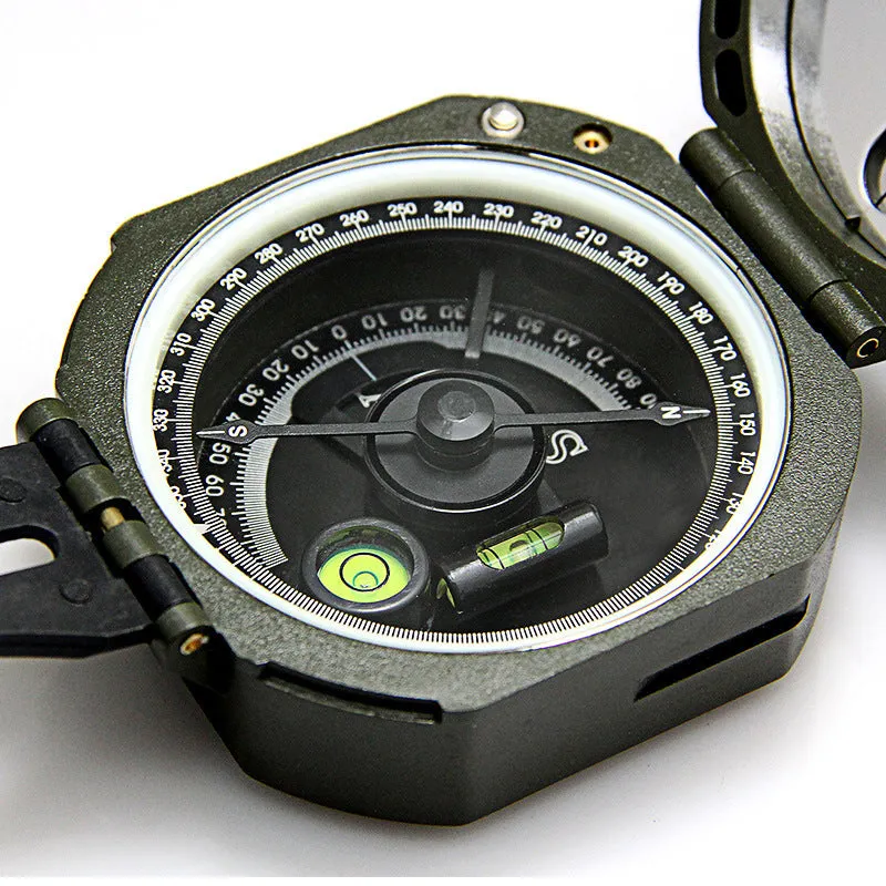 M2 outdoor professional geological compass with green metal housing on white background