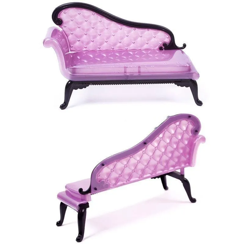 Plastic doll sofa for dollhouse furniture, non-toxic, lightweight, single piece in carton packaging