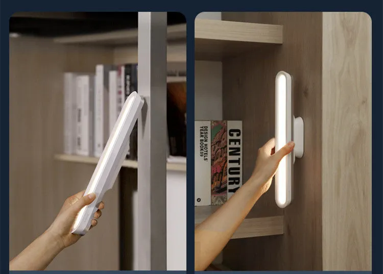 Baseus magnetic LED desk lamp hanging on a wardrobe rail, white, with touch switch and USB port