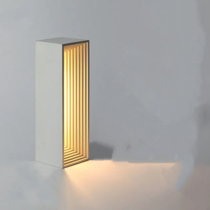 Concrete building table lamp LED night light gift in cement grey finish