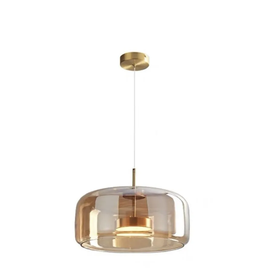 Italian minimalist glass chandelier Nordic style bedroom bedside ceiling light amber smoke grey 15x15 cm 33x17 cm