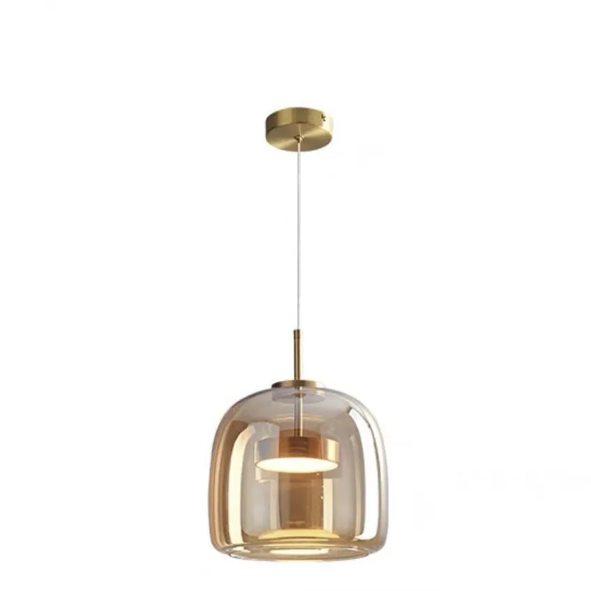 Italian minimalist glass chandelier Nordic style bedroom bedside ceiling light amber smoke grey 15x15 cm 33x17 cm