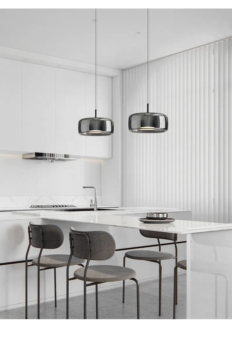 Italian minimalist glass chandelier Nordic style bedroom bedside ceiling light amber smoke grey 15x15 cm 33x17 cm