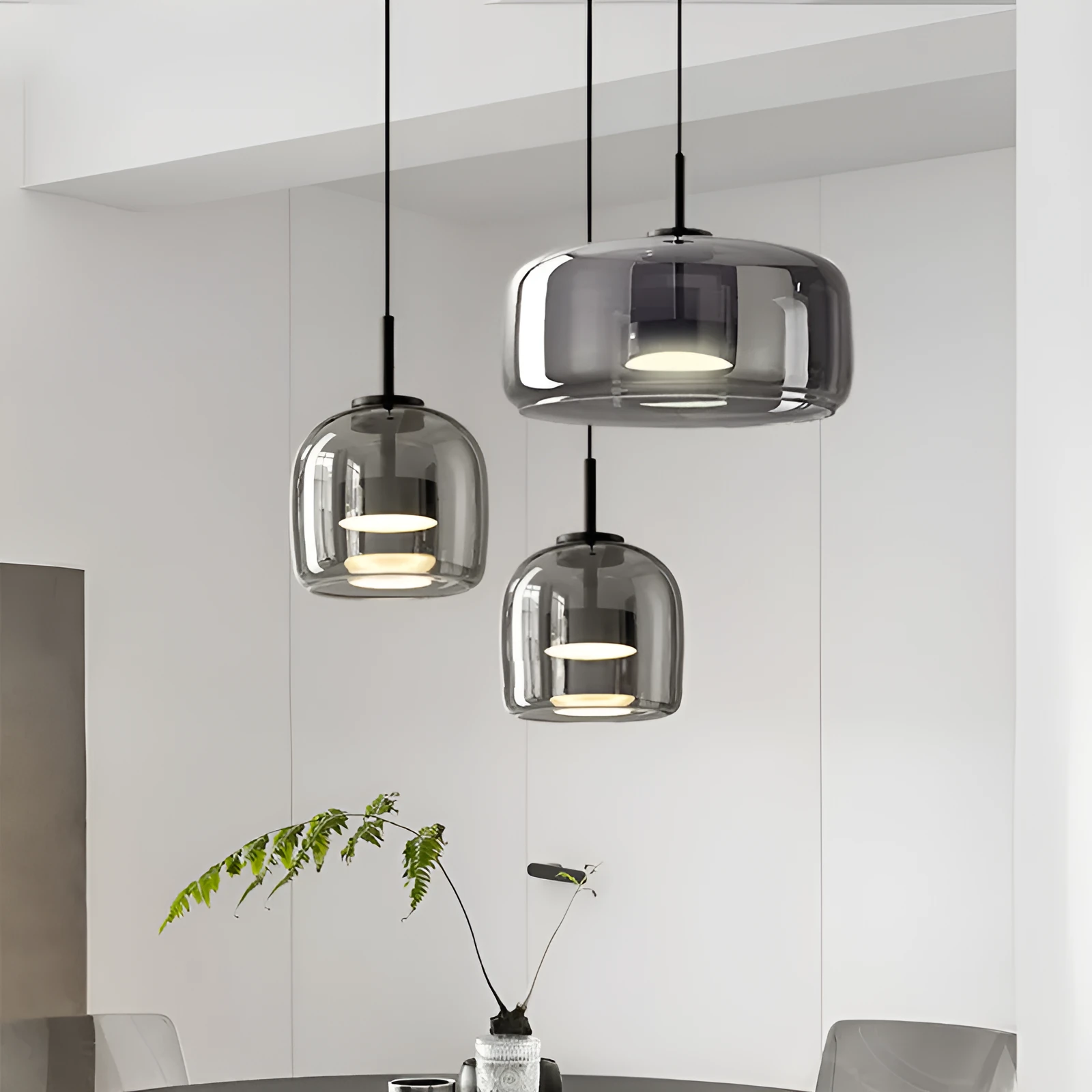 Italian minimalist glass chandelier Nordic style bedroom bedside ceiling light amber smoke grey 15x15 cm 33x17 cm