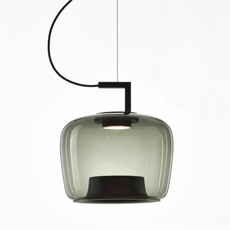 Italian minimalist glass chandelier Nordic style bedroom bedside ceiling light amber smoke grey 15x15 cm 33x17 cm