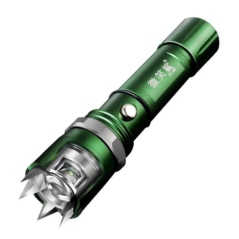 Aluminium alloy rechargeable focusing LED flashlight in black with adjustable beam
