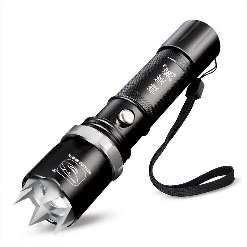 Aluminium alloy rechargeable focusing LED flashlight in black with adjustable beam