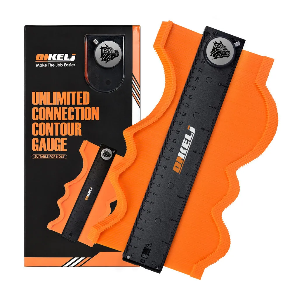 10-inch locking contour gauge with stainless steel pins for woodworking and tiling shape transfer.