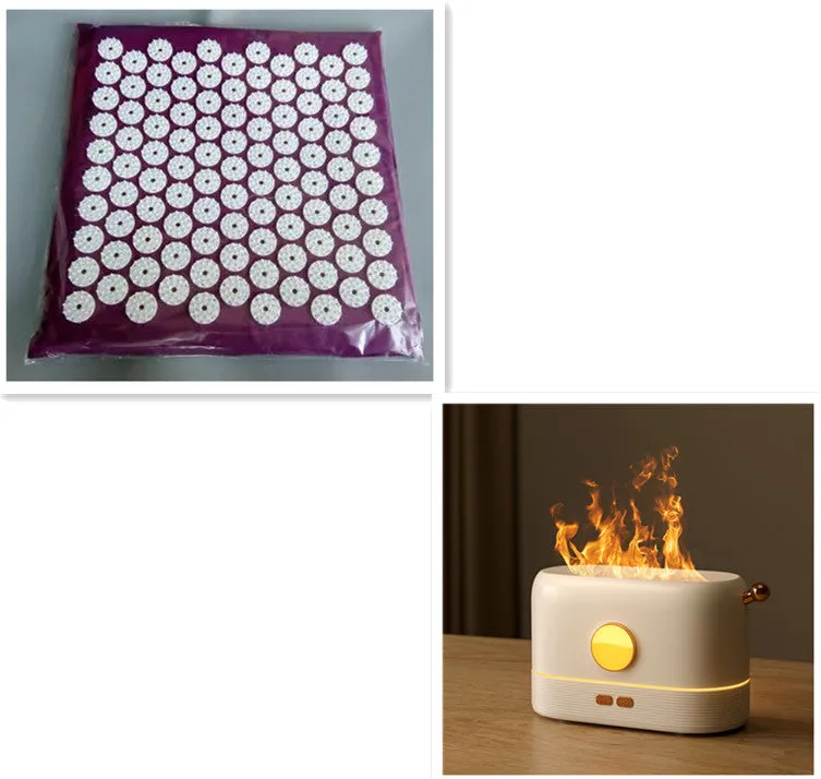 Black USB humidifier with LED flame simulation effect on wooden desk