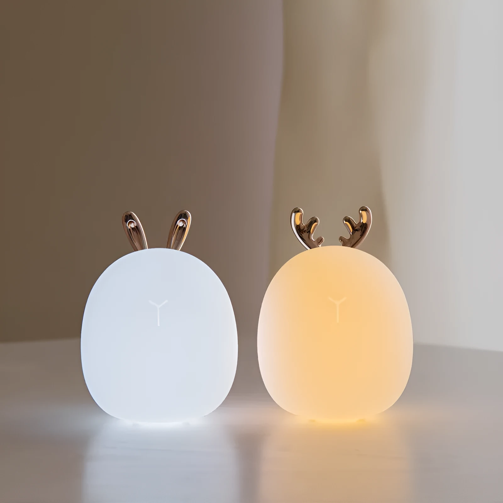Cute pet silicone touch LED night light in rabbit design, USB rechargeable, 143mm height