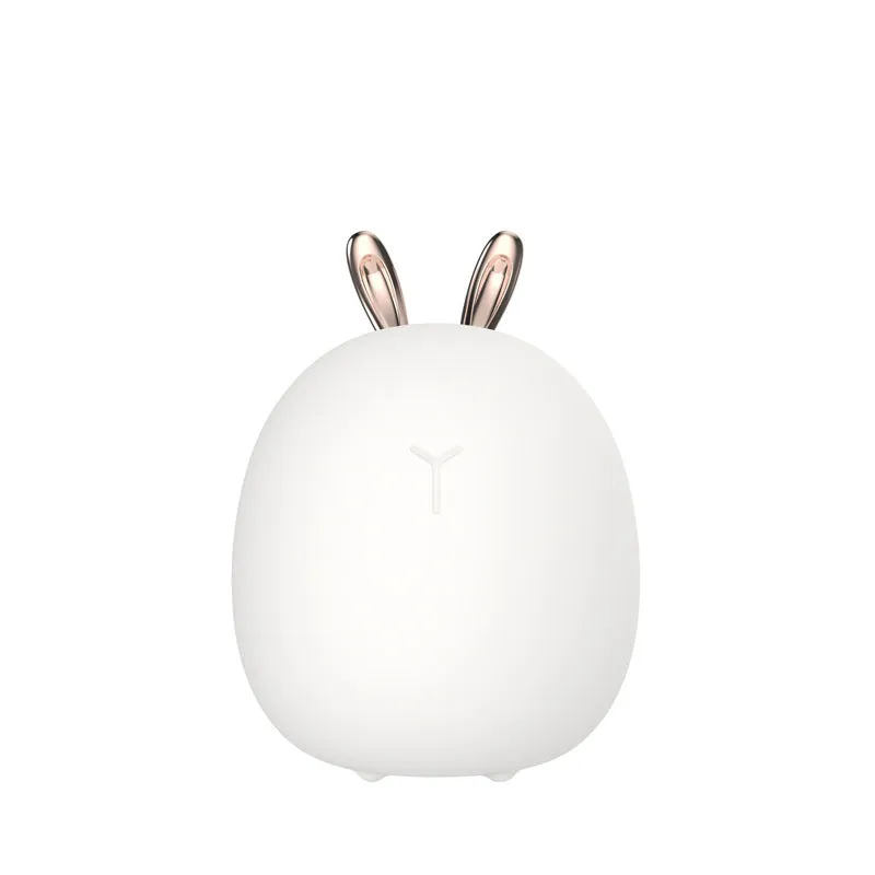 Cute pet silicone touch LED night light in rabbit design, USB rechargeable, 143mm height