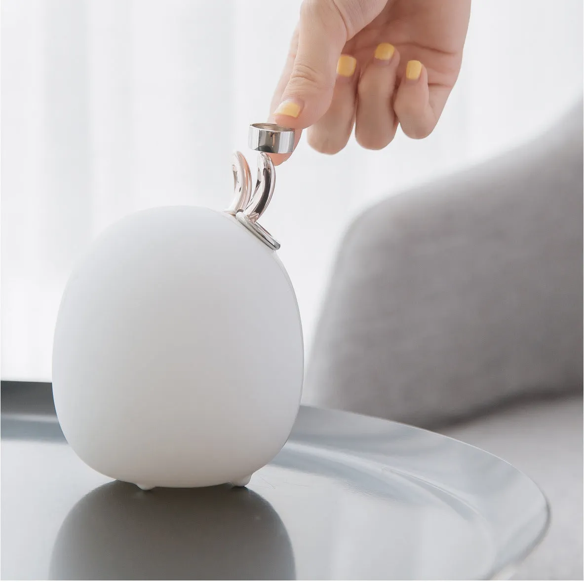 Cute pet silicone touch LED night light in rabbit design, USB rechargeable, 143mm height