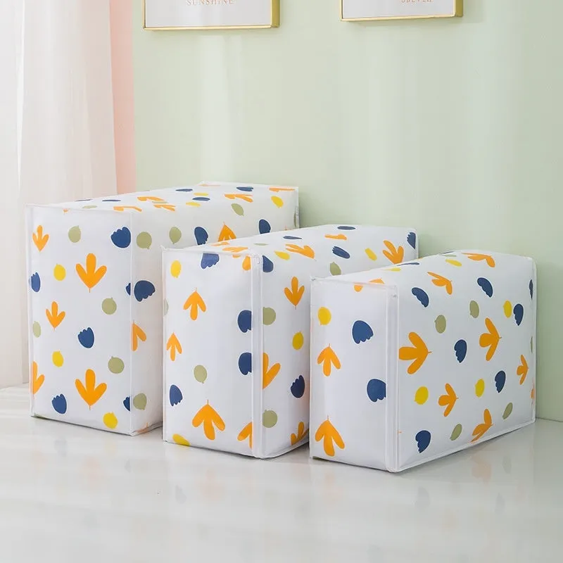 PEVA dustproof quilt storage bag with cube shape, available in small medium or large sizes