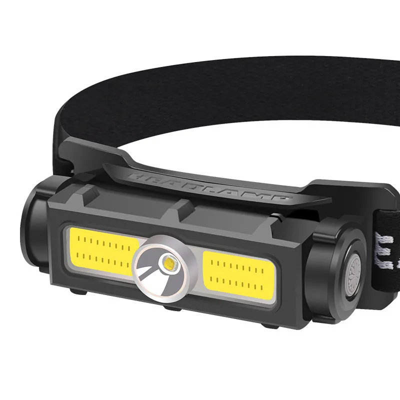Flood light headlamp fishing lamp with built-in 1200mAh battery, 5W LED, black, adjustable headband