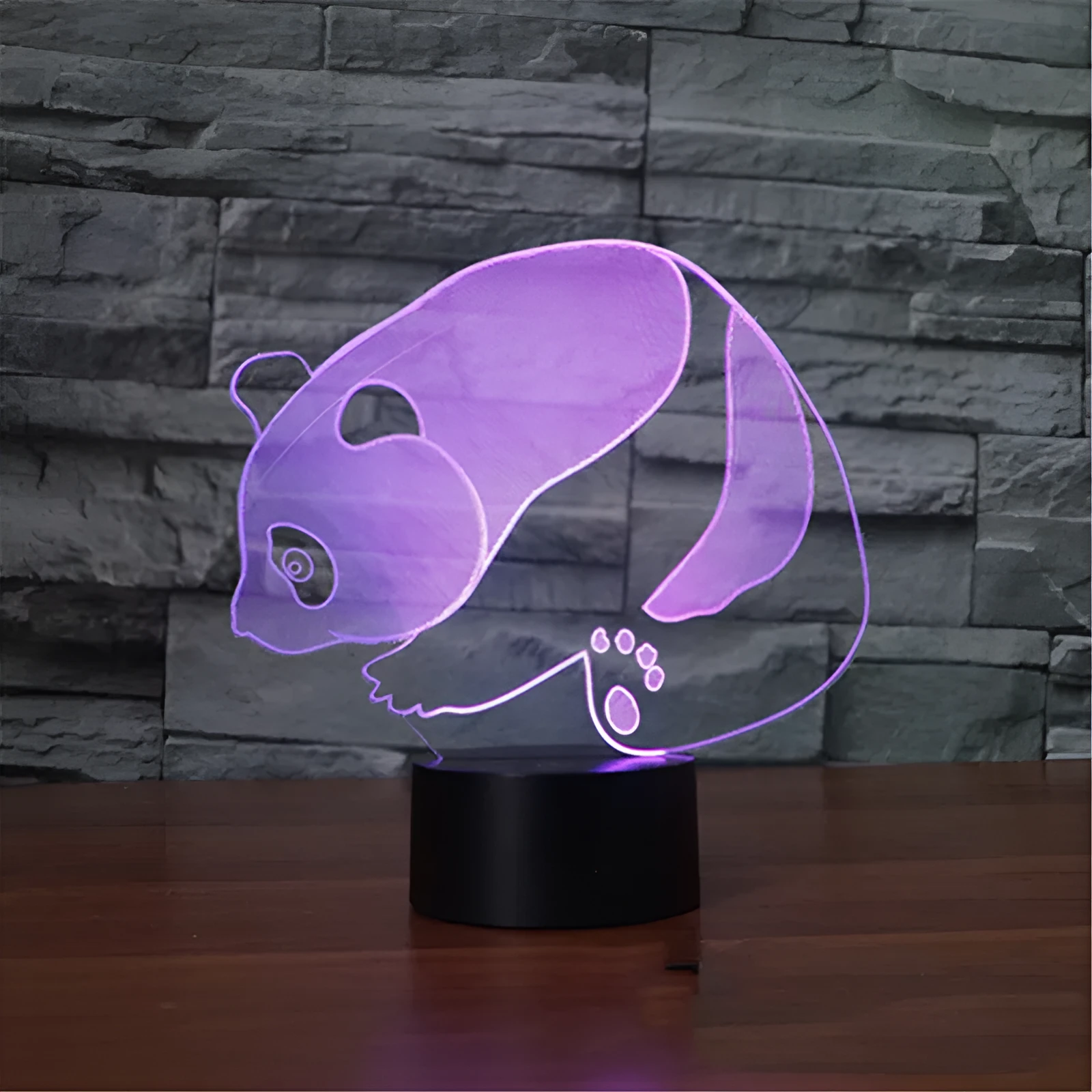 Remote control 3D LED lamp with black acrylic lampshade on a table, USB powered, touch and remote control