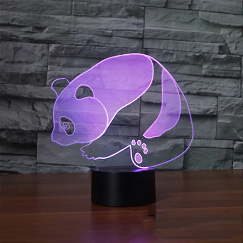 Remote control 3D LED lamp with black acrylic lampshade on a table, USB powered, touch and remote control