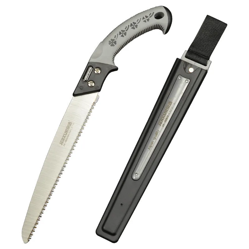 Japanese-style two-tone waist saw 460mm total length with thin 1.2mm blade for low-resistance cutting