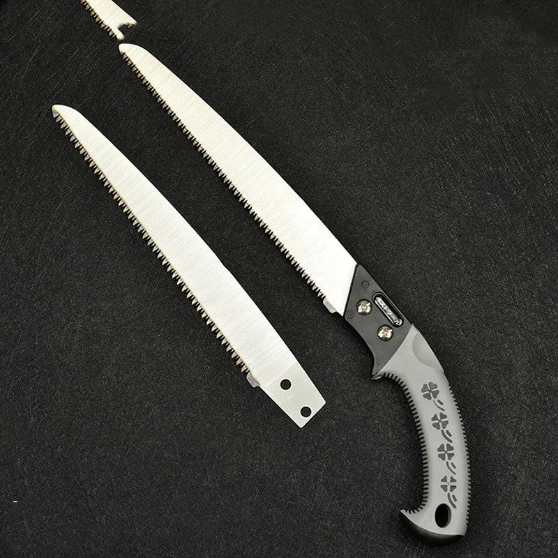 Japanese-style two-tone waist saw 460mm total length with thin 1.2mm blade for low-resistance cutting