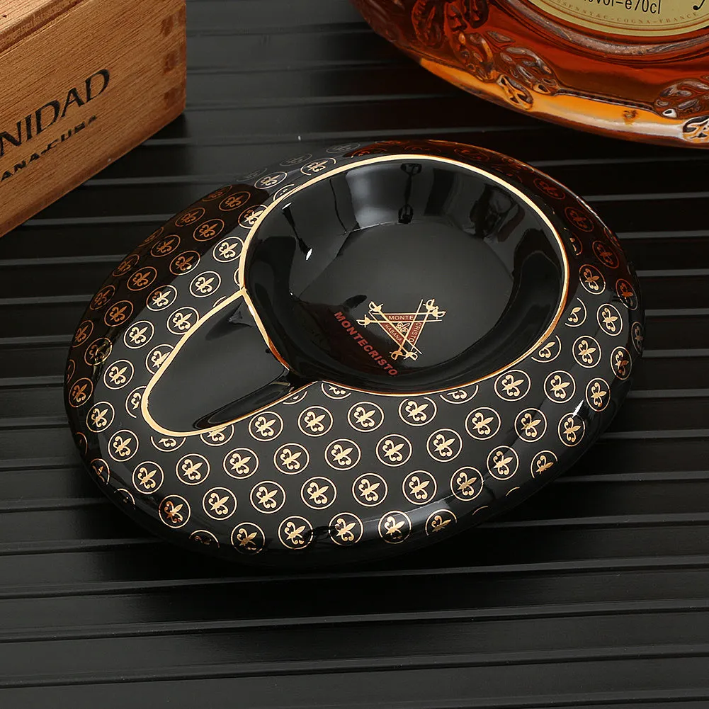 Ceramic portable cigar ashtray extinguisher in black colour with handcrafted finish