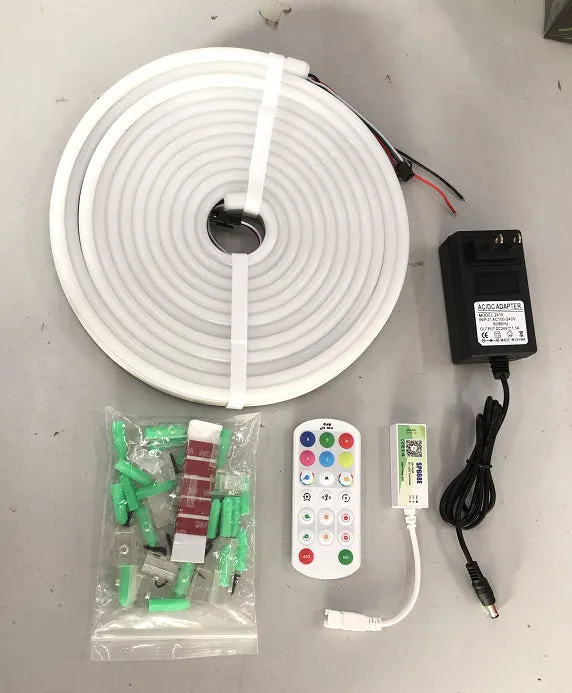 Colourful LED neon strip light with silicone bar, 72 5050 LEDs, full colour, waterproof, 3m roll, remote control