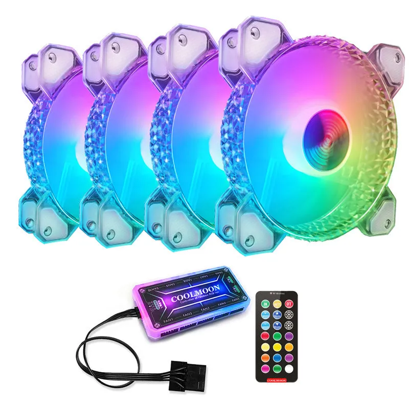 Cool Diamond RGB 12cm computer case fan with crystal diamond aperture and ARGB lighting
