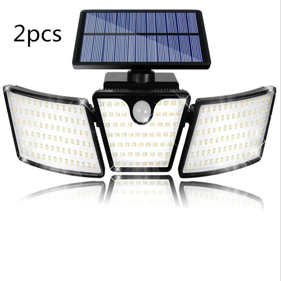 Solar light outdoor multi head human body induction in garden with ABS housing and polycrystalline silicon panel