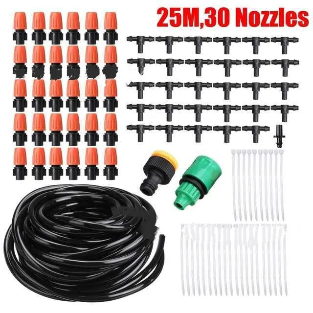 Garden Fun adjustable micro spray sprinkler kit with orange nozzles and POM components on green grass