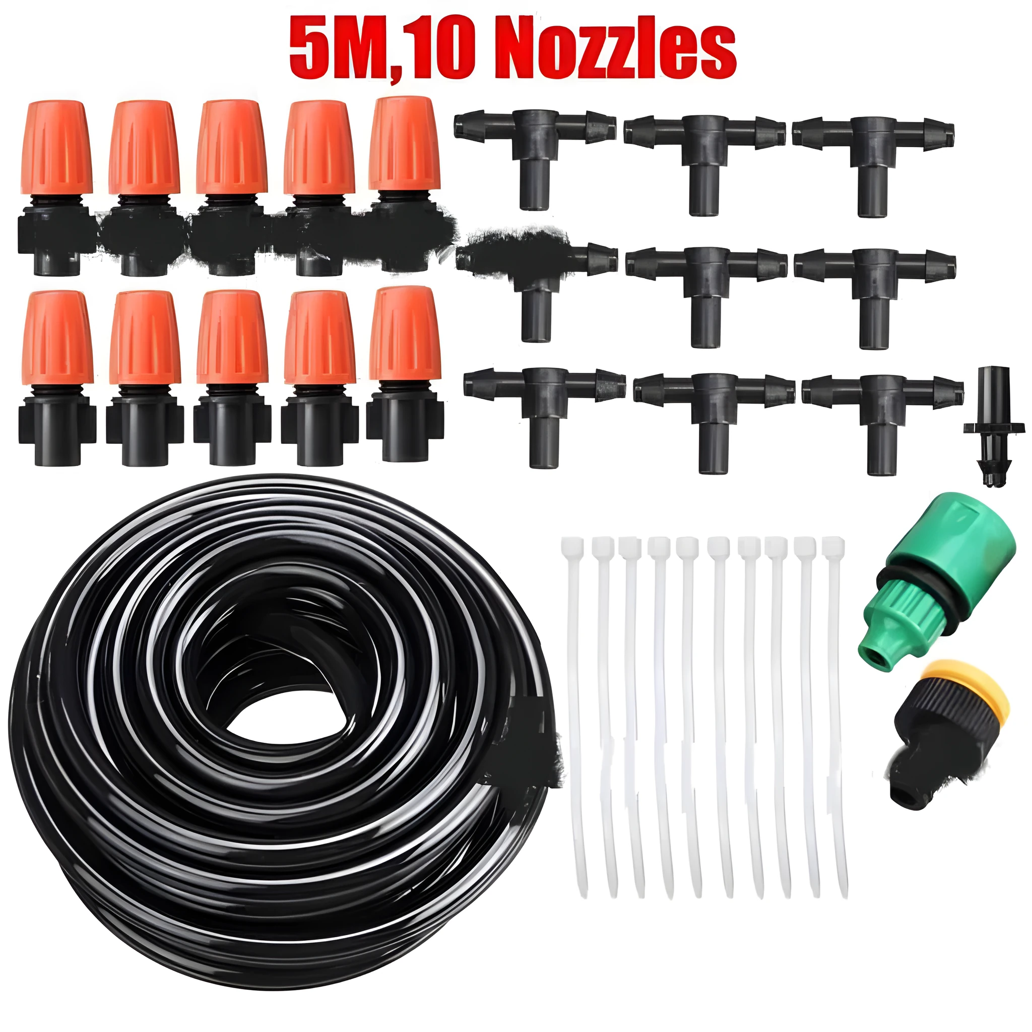 Garden Fun adjustable micro spray sprinkler kit with orange nozzles and POM components on green grass