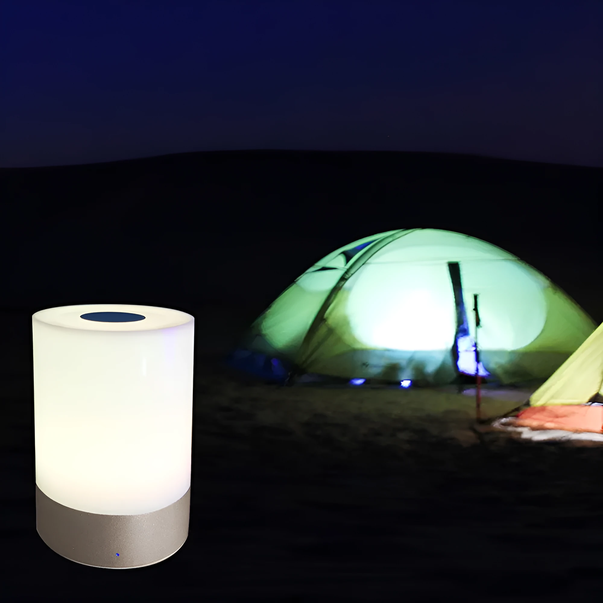 Creative home bedside night light LED lamp with dimmable white and colour light on a desk