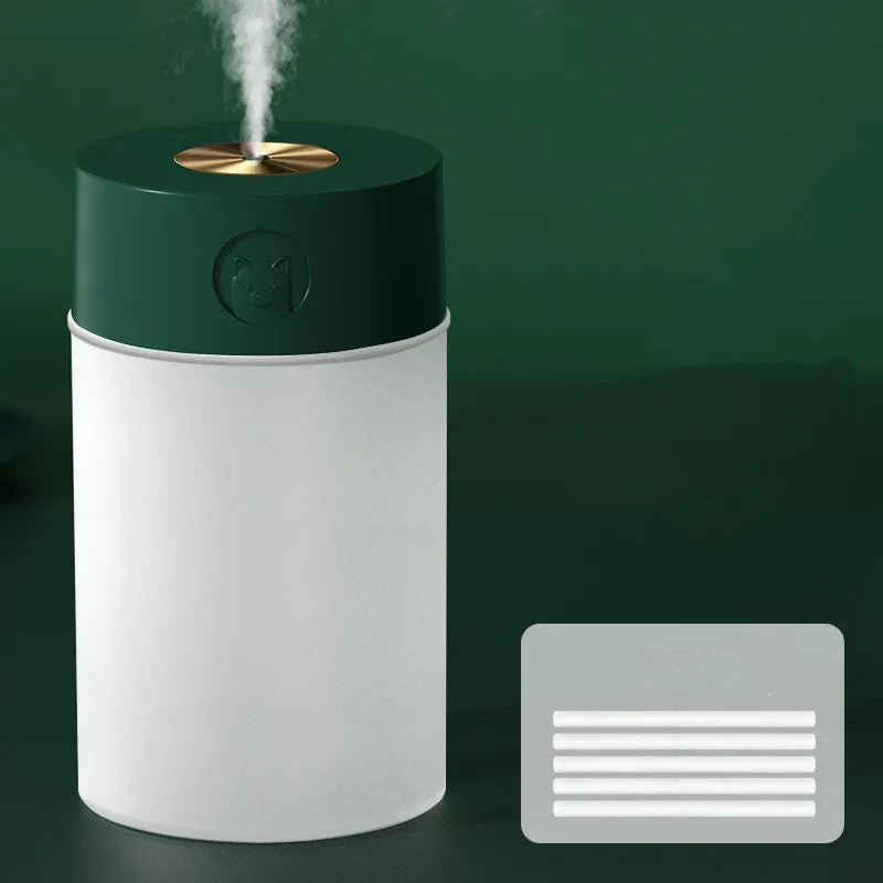 White bear edition dual-jet USB humidifier with 1.2L tank on a wooden desk