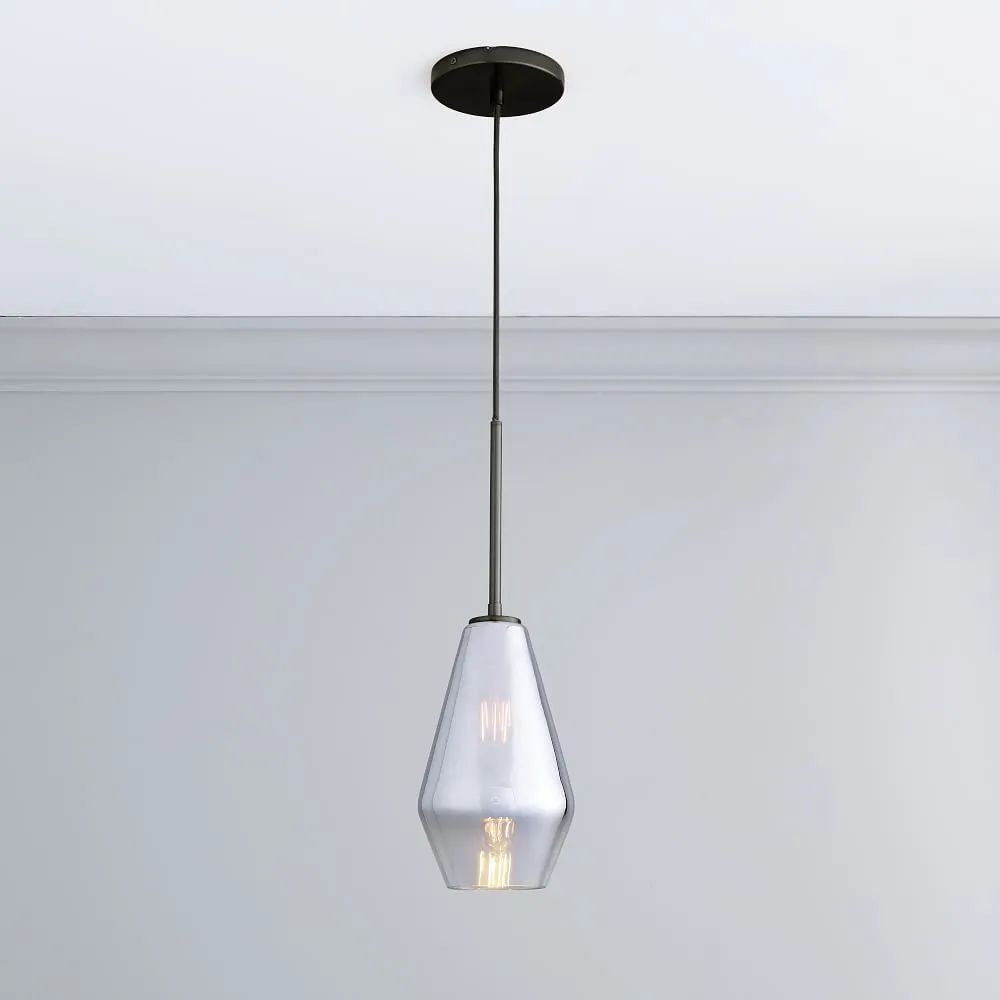 Nordic minimalist glass single head chandelier with gold hardware and cognac shade 17cm diameter