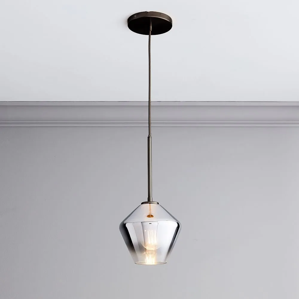 Nordic minimalist glass single head chandelier with gold hardware and cognac shade 17cm diameter