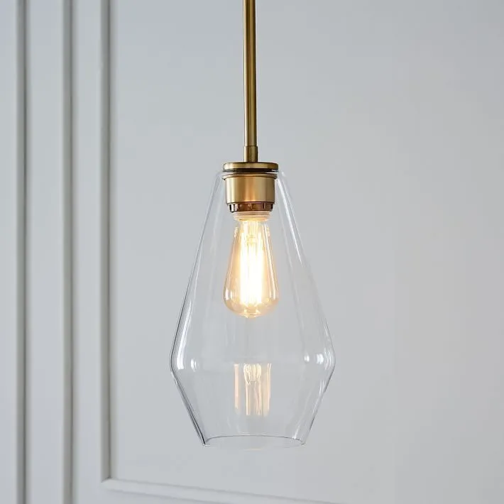 Nordic minimalist glass single head chandelier with gold hardware and cognac shade 17cm diameter