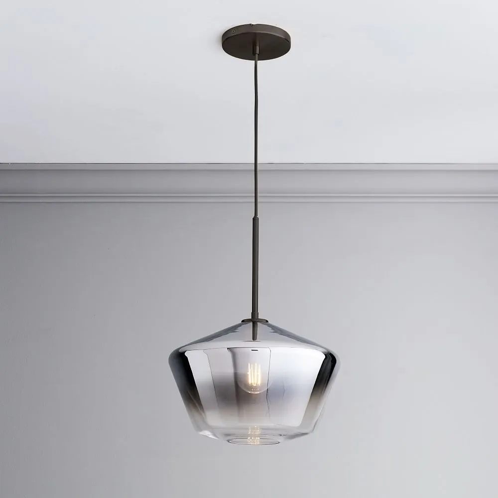 Nordic minimalist glass single head chandelier with gold hardware and cognac shade 17cm diameter
