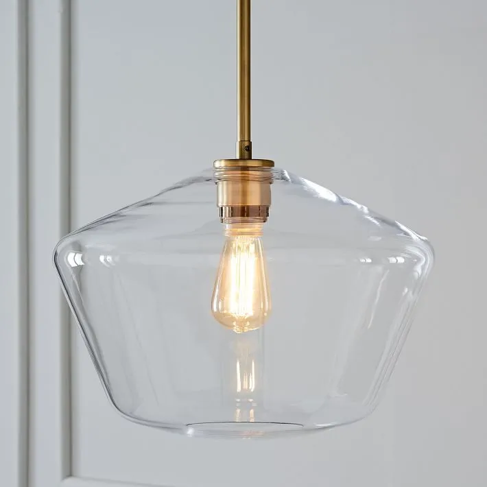 Nordic minimalist glass single head chandelier with gold hardware and cognac shade 17cm diameter