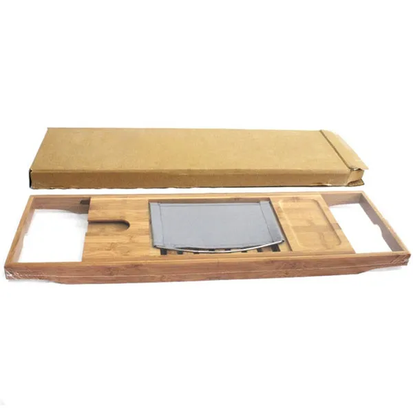 Bamboo bathtub frame caddy for desktop bathroom storage organisation
