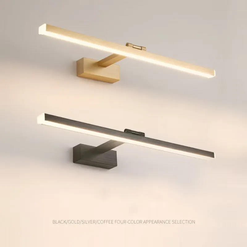 Front LED mirror cabinet lamp, waterproof, aluminium alloy, 40-120cm, black coffee gold silver brown