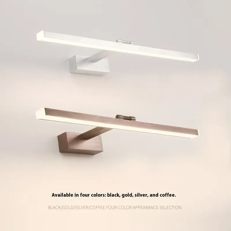 Front LED mirror cabinet lamp, waterproof, aluminium alloy, 40-120cm, black coffee gold silver brown