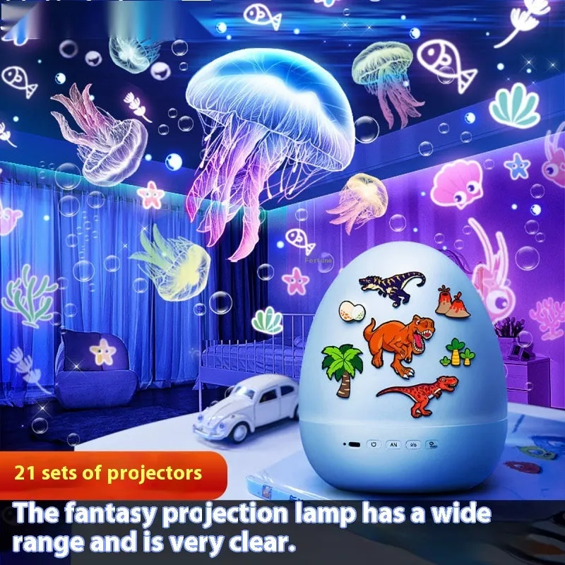 ONEFIRE dinosaur egg starry sky projection night light with 21 pictures