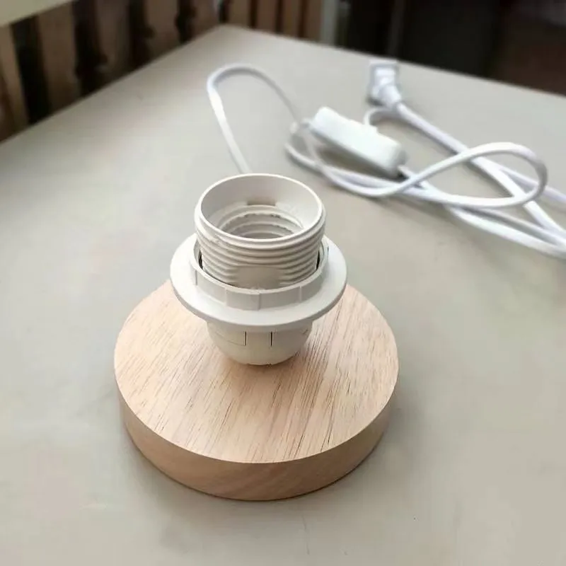 Mini table lamp with wooden base, modern simplicity style, black cord and US plug