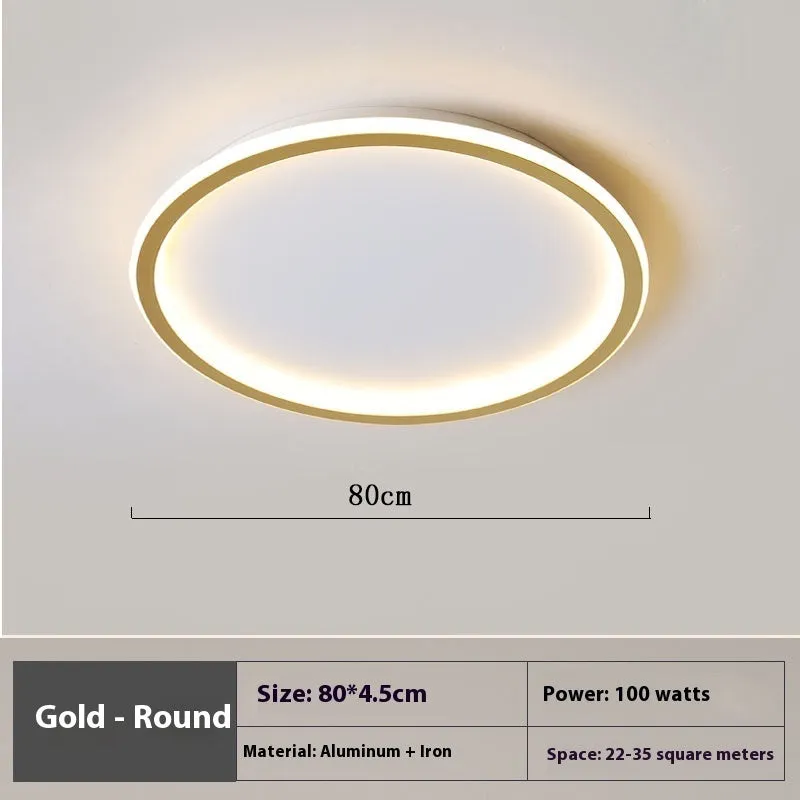 Minimalist black LED ceiling lamp with stepless dimming on white ceiling