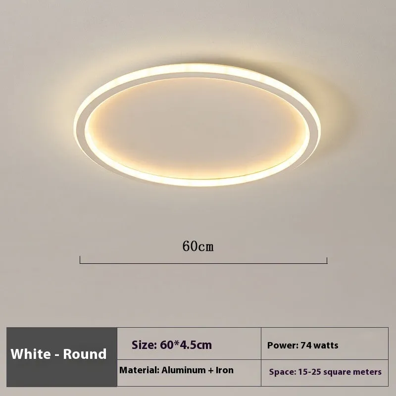 Minimalist black LED ceiling lamp with stepless dimming on white ceiling