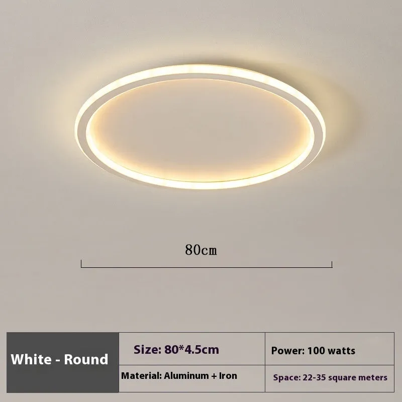 Minimalist black LED ceiling lamp with stepless dimming on white ceiling