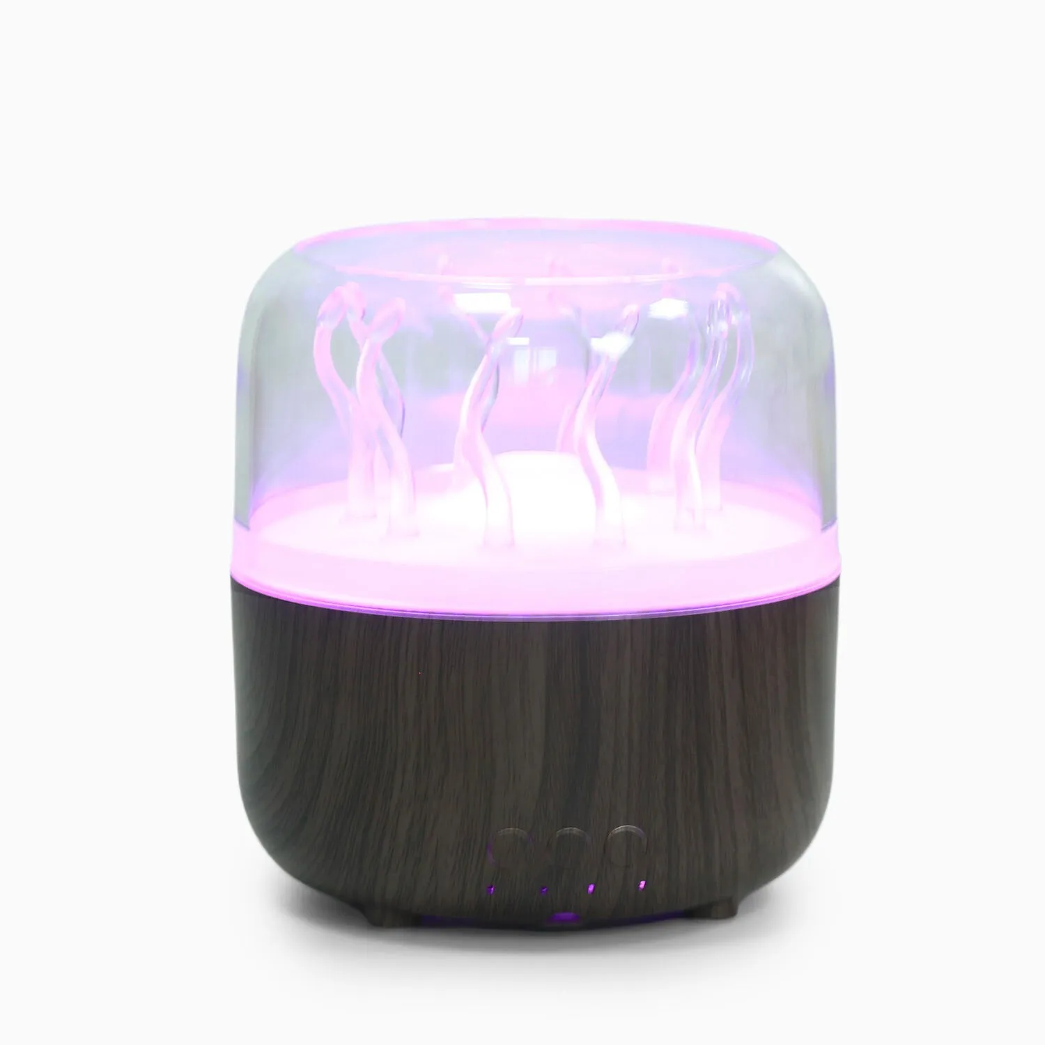 Wood grain rotating jellyfish ambience light humidifier with remote control and ultrasonic mist