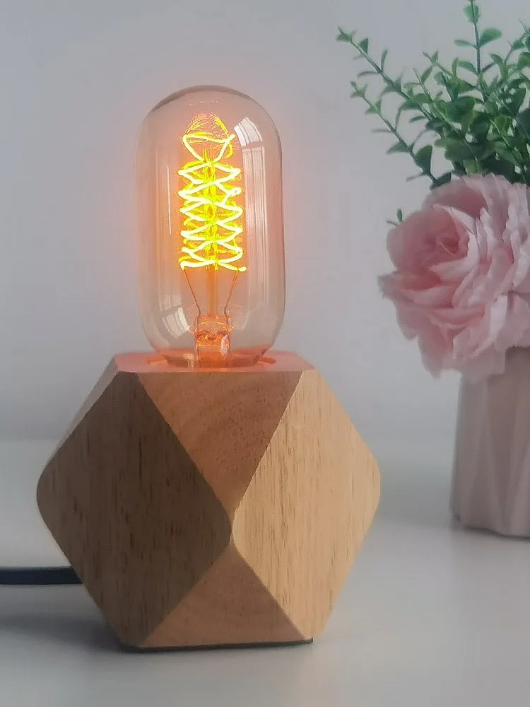 Edison vintage bulb small night lamp with G95 spiral bulb and diamond dimming lamp holder